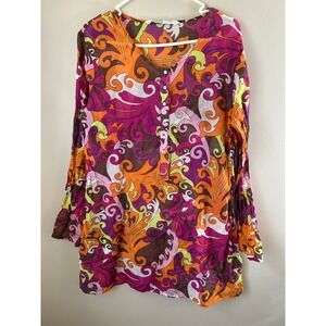 SOLD

 Boho Paisley Print Tunic Top Long Sleeve Button Neck Women's